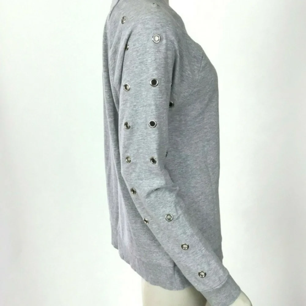 Joe's Jeans Light Gray Grommet-Detail Crewneck Sweatshirt